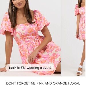 ISO Pink Lily Don't Forget Me Pink and Orange Floral Dress